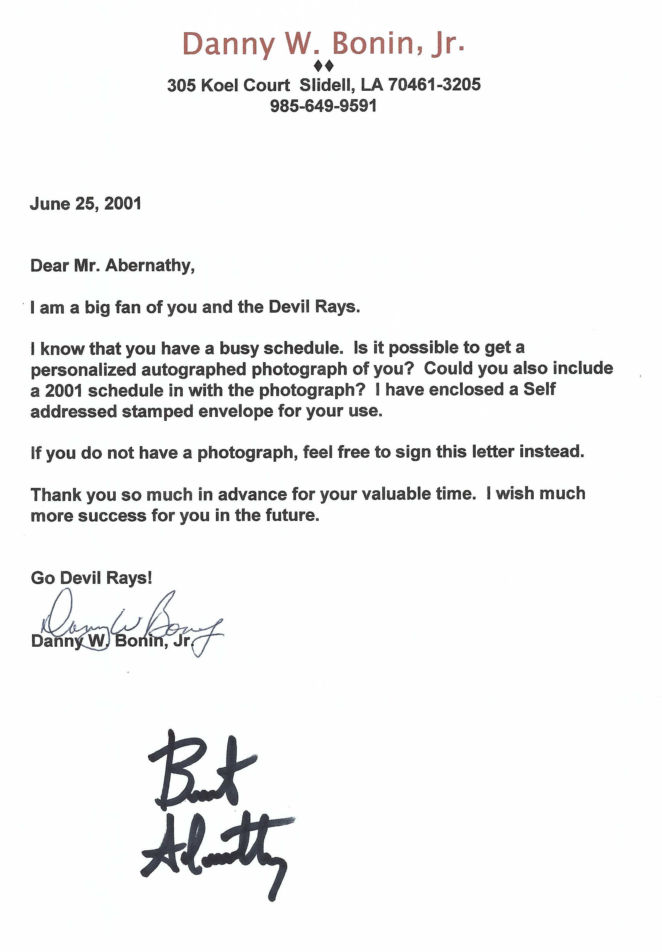 Autograph #112 – Brent Abernathy – Tampa Bay Devil Rays –&nbsp;MLB