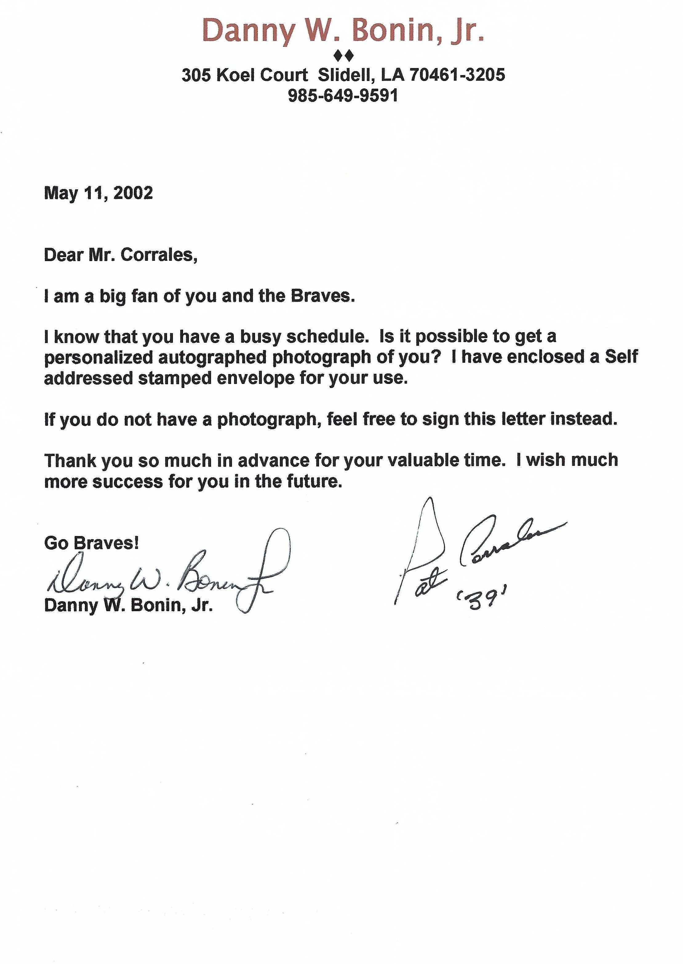 Autograph #89 – Coach Pat Corrales – Atlanta Braves –&nbsp;MLB