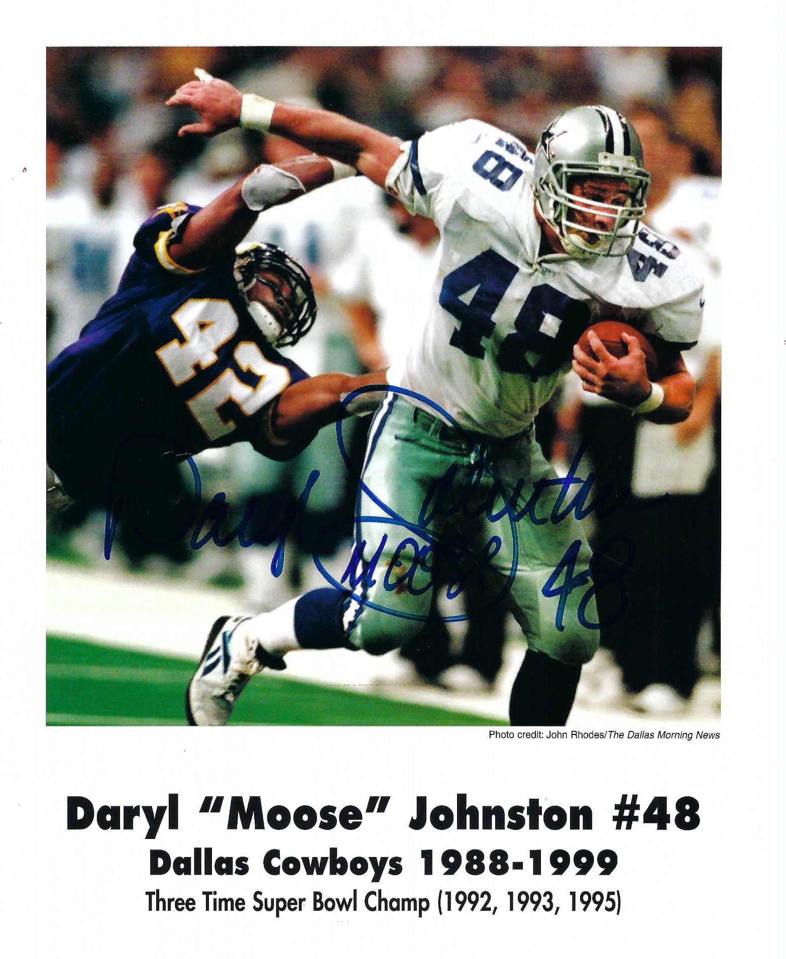 Autograph #212 – Daryl “Moose” Johnston – Dallas Cowboys –&nbsp;NFL