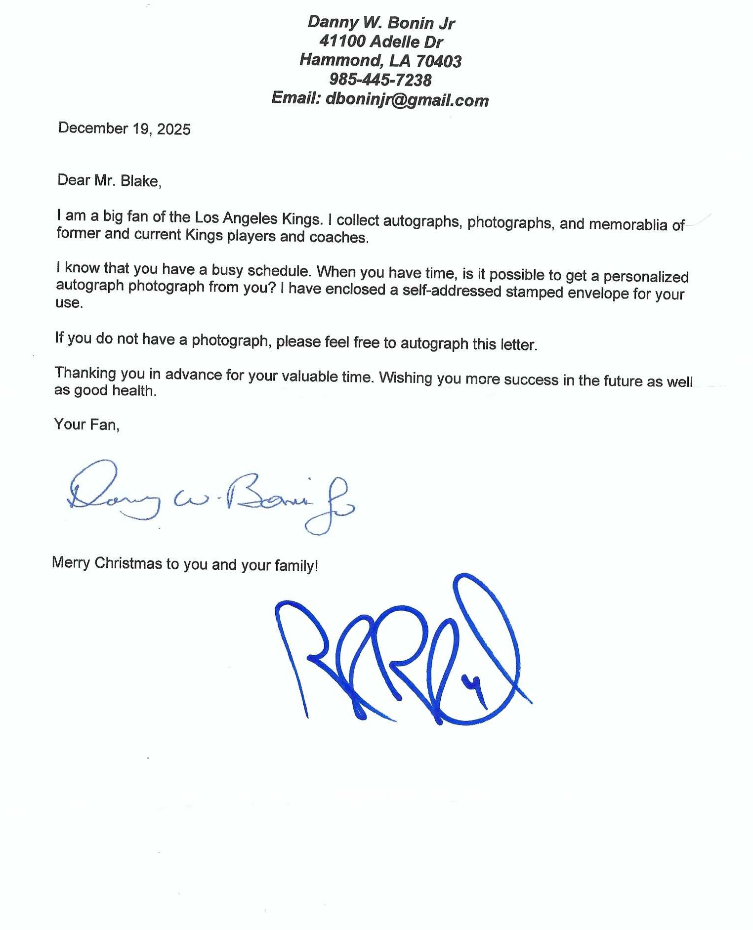 Autograph #263 – Rob Blake – Los Angeles Kings – NHL&nbsp;#2