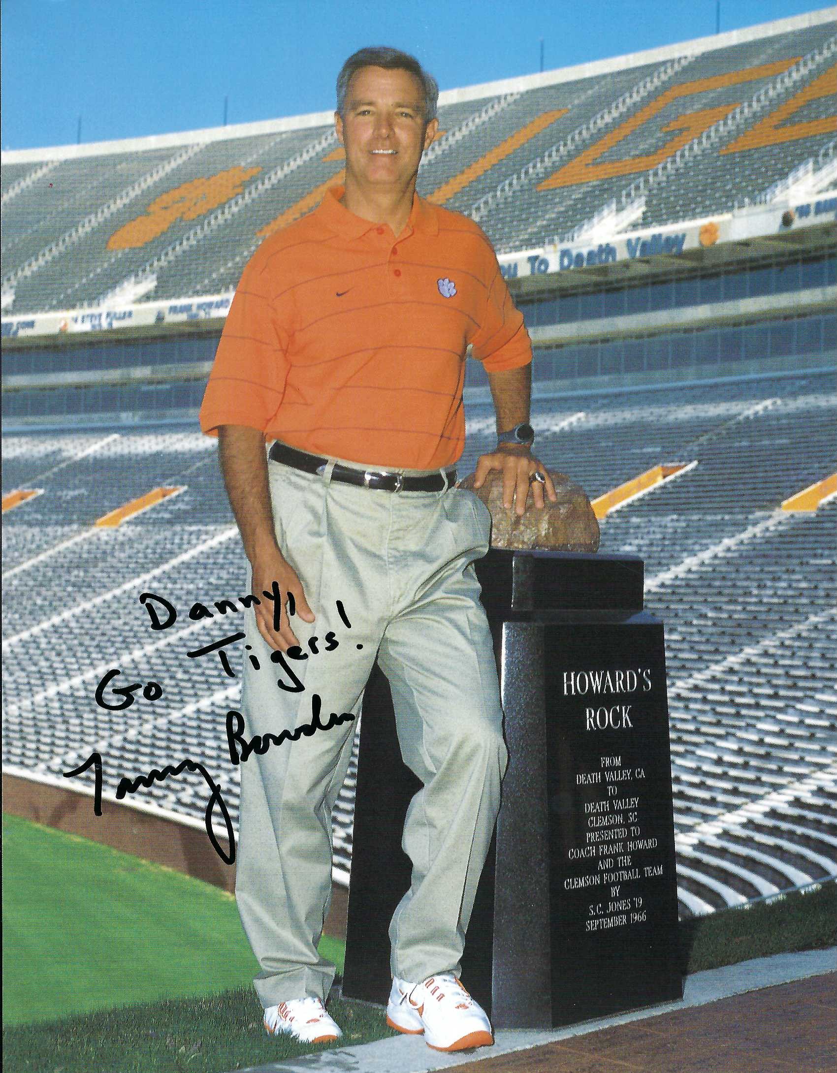 Autograph #282 – Tommy Bowden – Clemson University –&nbsp;NCAA