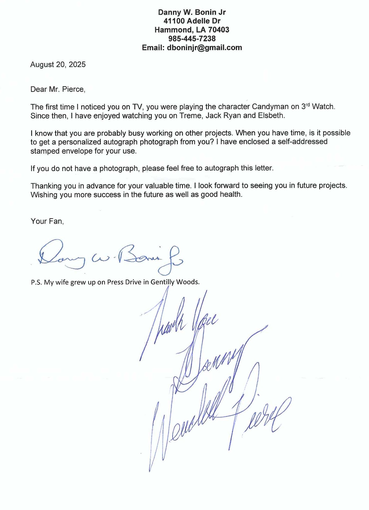 Autograph #332 – Wendell Pierce –&nbsp;Actor