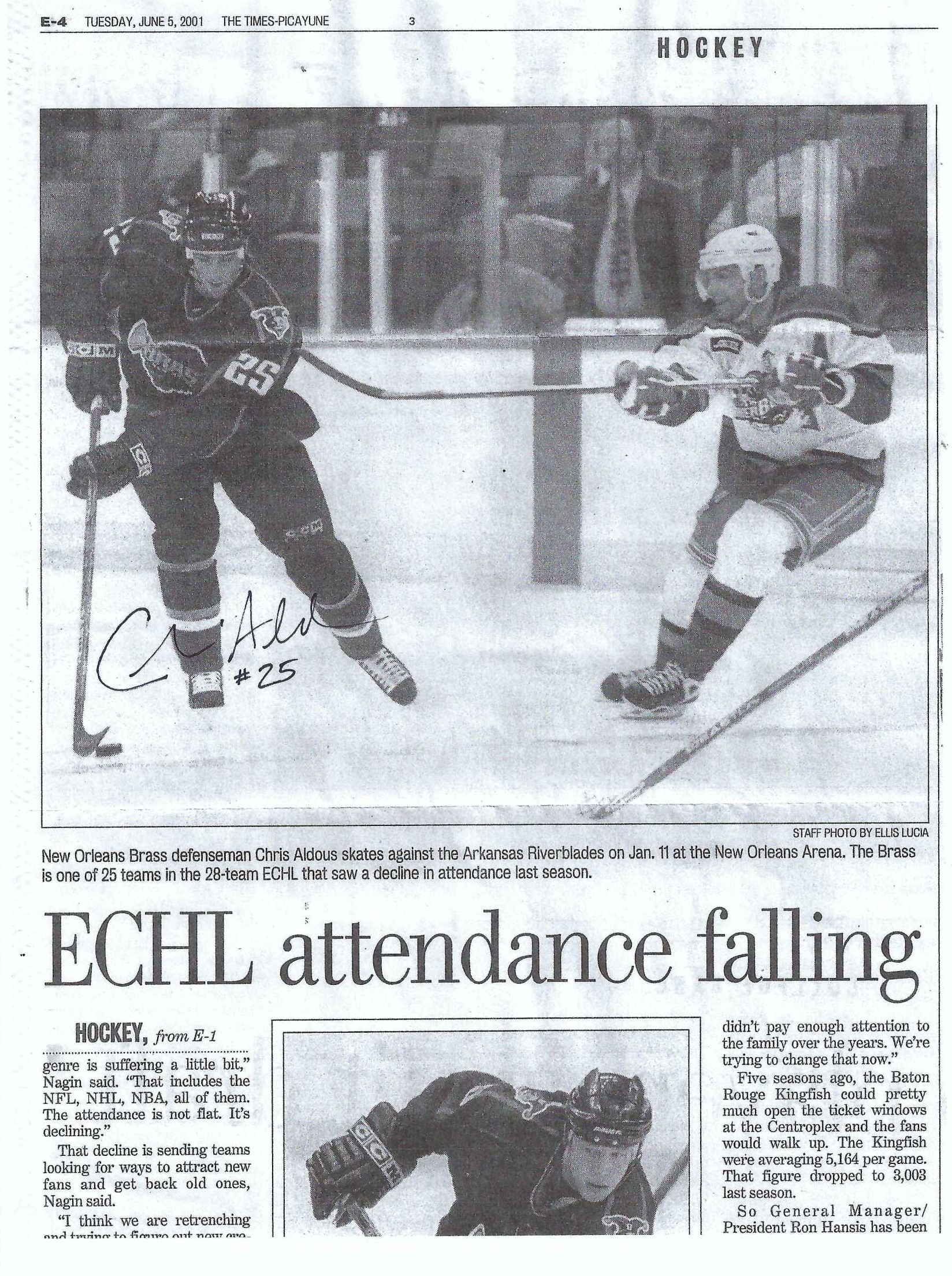 Autograph #336 – Chris Aldous – New Orleans Brass –&nbsp;ECHL